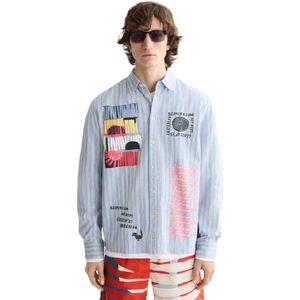 Scotch & Soda Graphic Patchwork Striped Oxford Overhemd Met Lange Mouwen