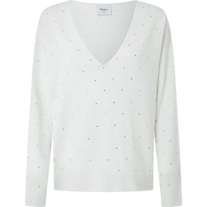 Pepe Jeans Faye V Neck Sweater Wit XS Vrouw