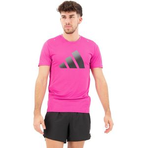 Adidas Run Icons 3 Bar Short Sleeve T-shirt Roze XL Man