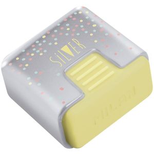 Milan Display Box 30 School Silver Soft Synthetic Rubber Erasers With Protective Case Transparant
