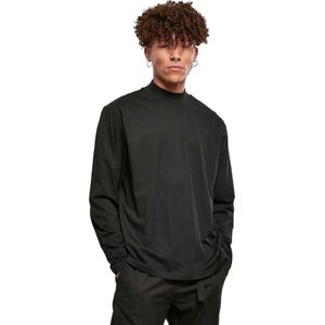 Urban Classics - Heavy Boxy Mock Neck Longsleeve T-shirt - Zwart - Katoen