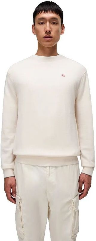 Napapijri - Witte Wol Heren Trui - Lange Mouwen - Ronde Hals