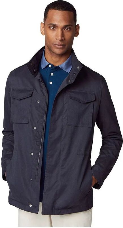 Hackett Londonvoor mannen. HM403014 LW Veld JKT Jas marine (L), Casual, Polyester, Marineblauw