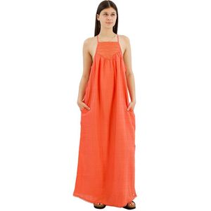 Superdry Lace Halter Beach Sleveless Long Dress Oranje XS Vrouw