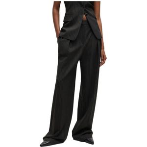 Hugo Boss - Elegante Wijde Pijpen Broek - Zwart - Polyester - Regular Fit