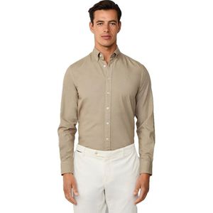 Hackett - HM3010508 - Oxford Overhemd - Bruin - Katoen - Lange Mouwen
