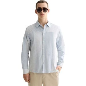 Scotch & Soda Patchwork Relaxed Fit Oxford Overhemd Met Lange Mouwen