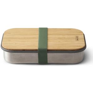 Black& Blum Appetit Lunchbox - Rvs/hout - 900 ml - 22x14.7x5 cm - Olijfgroen