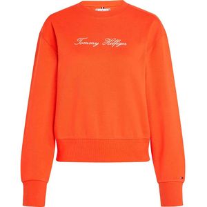 Tommy Hilfiger - Script Logo - Pullover - Brillant Orange - Sweatstof