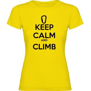 Kruskis Keep Calm And Climb Short Sleeve T-shirt Geel L Vrouw