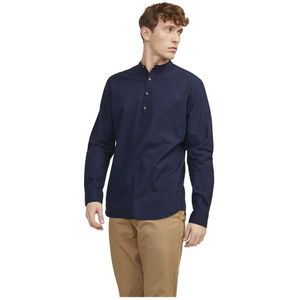 Jack & Jones Summer Half Placket Linen Overhemd Met Lange Mouwen