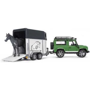 Bruder Land Rover Defender incl. paardentrailer en paard