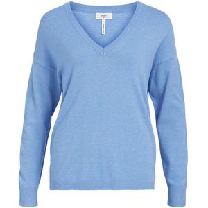 Object Thess Long Sleeve V Neck Sweater Blauw M Vrouw