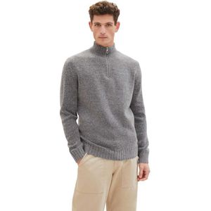 Tom Tailor 1038253 Cosy Knitted Troyer Half Zip Sweater Grijs M Man