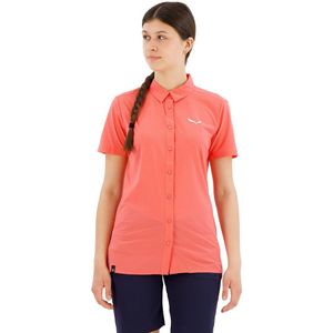 Salewa Puez Minicheck 2 Dryton Short Sleeve Shirt Rood XS Vrouw