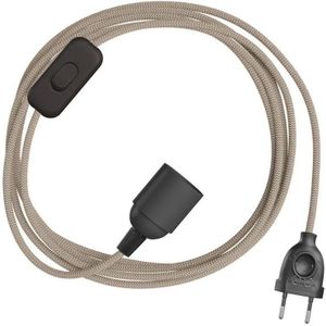 Creative Cables Snakebis Zig-zag E27 Kabelset Met Lamphouder. Zigzag-stofkabel En Stekker Met 2 Pinnen 3 M