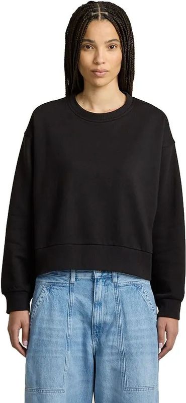 G-Starvoor vrouwen. D28736-D991-6484 Premium Core Cropped Los Sweatshirt (XS), Zwart, Casual, Katoen