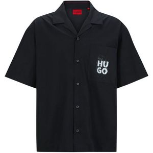 Hugo Egeeno 10261191 Short Sleeve Shirt Zwart S Man