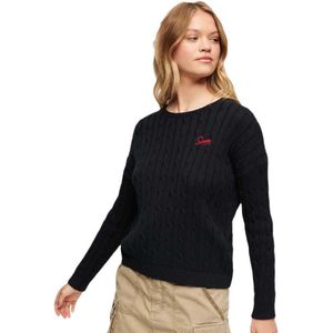 Superdry Vintage Dropped Shoulder Cable Sweater Zwart XS Vrouw