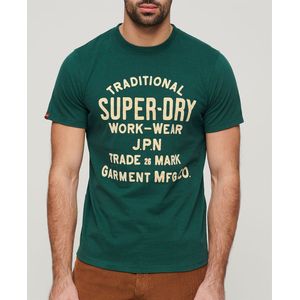 Superdry Workwear Flock Graphic Short Sleeve T-shirt Groen S Man