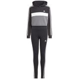 Adidas Tiberio 3 Stripes Colorblock Fleece Tracksuit Zwart 9-10 Years