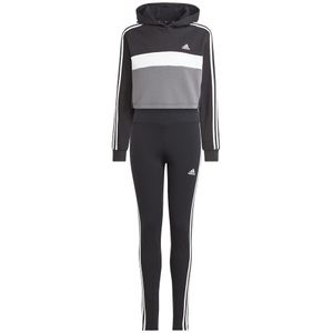 Adidas Tiberio 3 Stripes Colorblock Fleece Tracksuit Zwart 9-10 Years