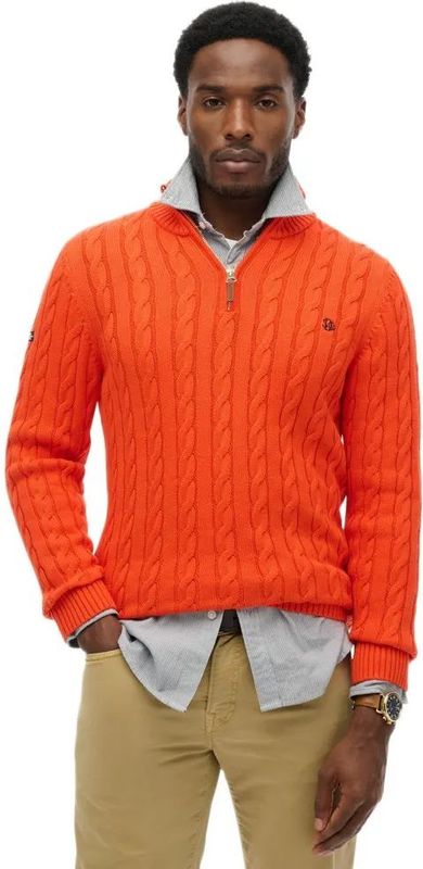 Superdry - Classic Cable - Trui - Halve Rits - Relaxte Pasvorm - 100% Biologisch Katoen