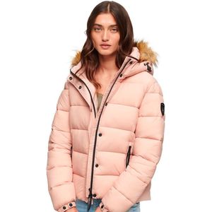 Superdry Faux Fur Puffer Jacket Roze L Vrouw