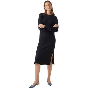 Vero Moda Lefile Long Sleeve Midi Dress Zwart XL Vrouw