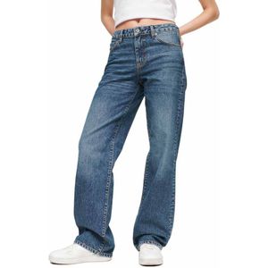 Superdry Mid Rise Wide Leg Jeans Blauw 32 / 30 Vrouw