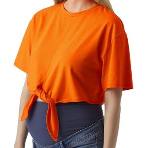 Mamalicious Kay Cropped Maternity T-shirt Met Korte Mouwen