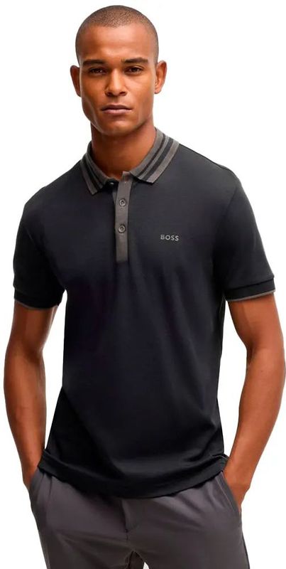 BOSS - Paule Interlock - Poloshirt - Zwart - Katoen - Korte Mouwen