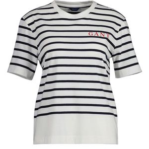 Gant Logo Striped Short Sleeve T-shirt Blauw XS Vrouw