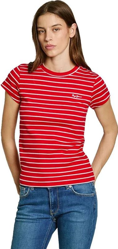 Pepe Jeansvoor vrouwen. PL506079 Meribel T-shirt rood (L), Casual, Katoen, Korte mouwen