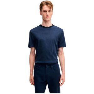 Hugo Boss - Sweater - Blauw - Katoen - Gemerceriseerd Micropatroon