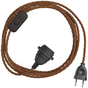Creative Cables Snakebis Twisted E14 Lampenkap-kabelset Met Lamphouder. Kabel Met Stoffen Omhulsel En Stekker Met Twee Pinnen 1.8 M