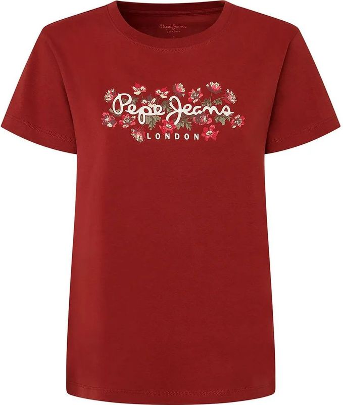 Pepe Jeans - PL505945 Ginny - T-shirt - Granaatappel - Korte Mouwen - Biologisch Katoen