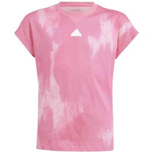Adidas Future Icons Aop Short Sleeve T-shirt Roze 9-10 Years Meisje
