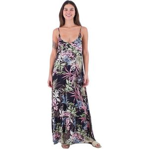 Hurley Summer Palm Ruffle Maxi Dress Zwart S Vrouw
