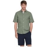 Only & Sons Caiden Life Solid Linen Short Sleeve Shirt Groen S Man