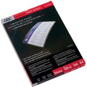 Gbc A4 High Speed 216x303 Mm 2x125 Microns Laminating Envelopes 100 Units Transparant