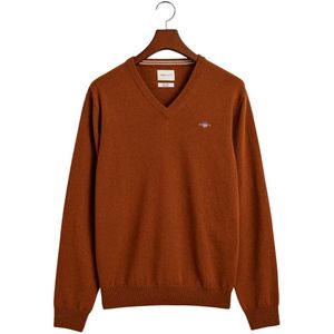 Gant - Superfine Lambswool - Trui - Bruin - V-hals