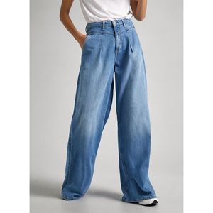 Pepe Jeans Wide Leg Pleat Fit High Waist Jeans Blauw 31 / 34 Vrouw