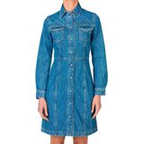 Blousejurk - Blauw - Katoen - Denim - Slanke Pasvorm - Lange Mouwen