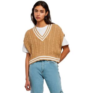 Urban Classics Cropped Knit College Trui Met V-hals