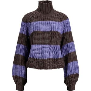 Jack & Jones Kelvy Chunky Stripe Turtle Neck Sweater Bruin,Paars XL Vrouw