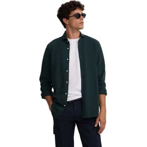 Silbonvoor mannen. 134165 Sport shirt micropique comfort groen (S), Casual, Katoen, Lange mouwen