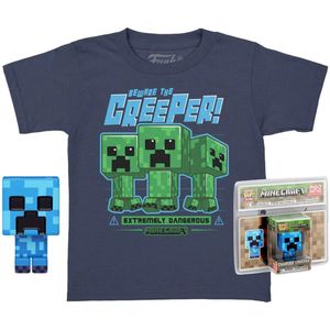 Funko Pop And Short Sleeve T-shirt Minecraft Creeper Blauw L