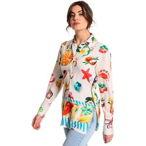 Victorio & Lucchino - 330098049 - Bedrukte Blouse - Wit - Lange Mouwen - Casual