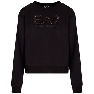 EA7voor vrouwen. 7W000542_AF16442 Sweatshirt Logo Kristal zwart (3XL), Casual, Katoen, Lange mouwen